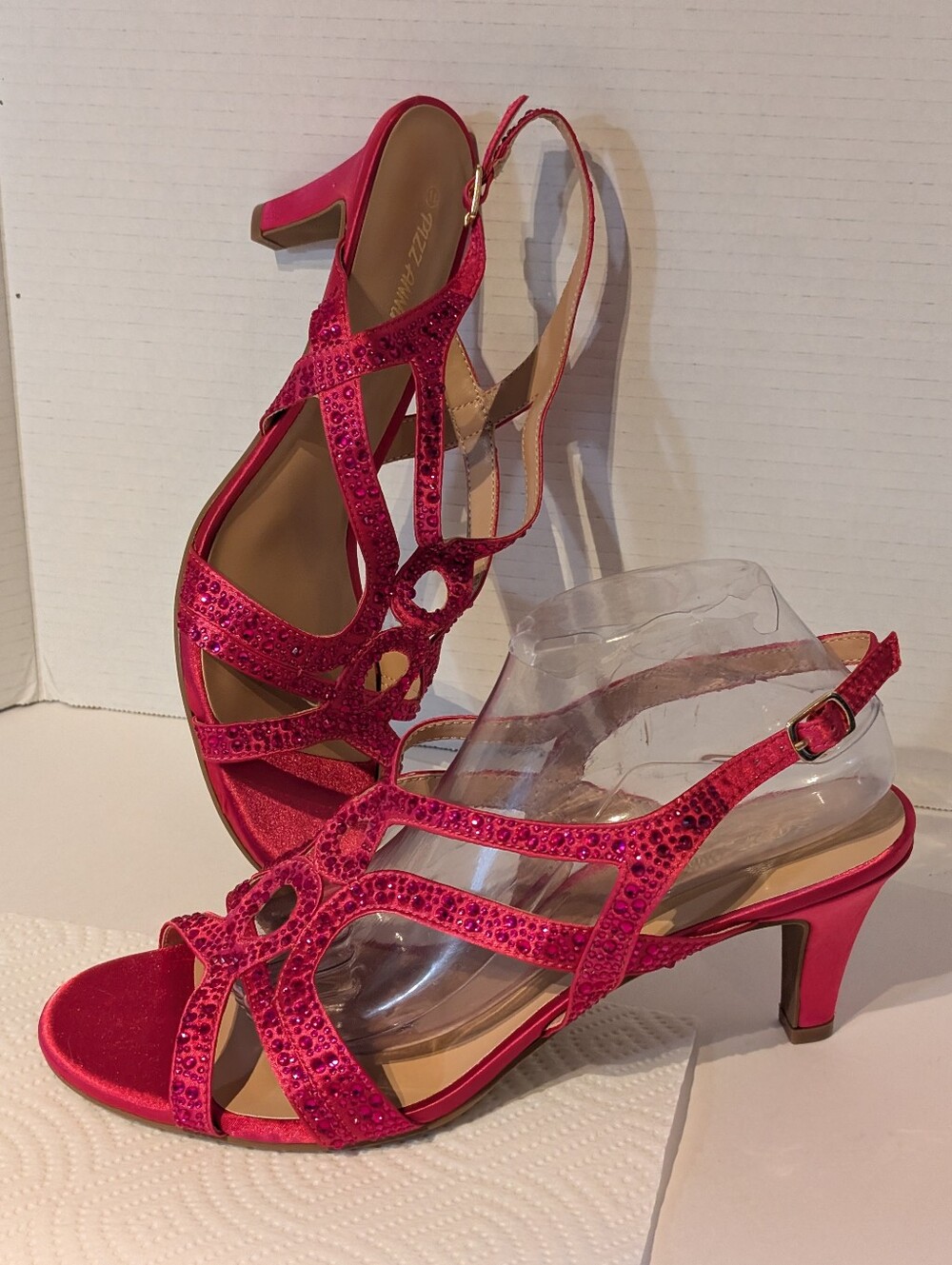 Pizz Annu Sz.11 Hot Pink Rhinestone Slingback Heels